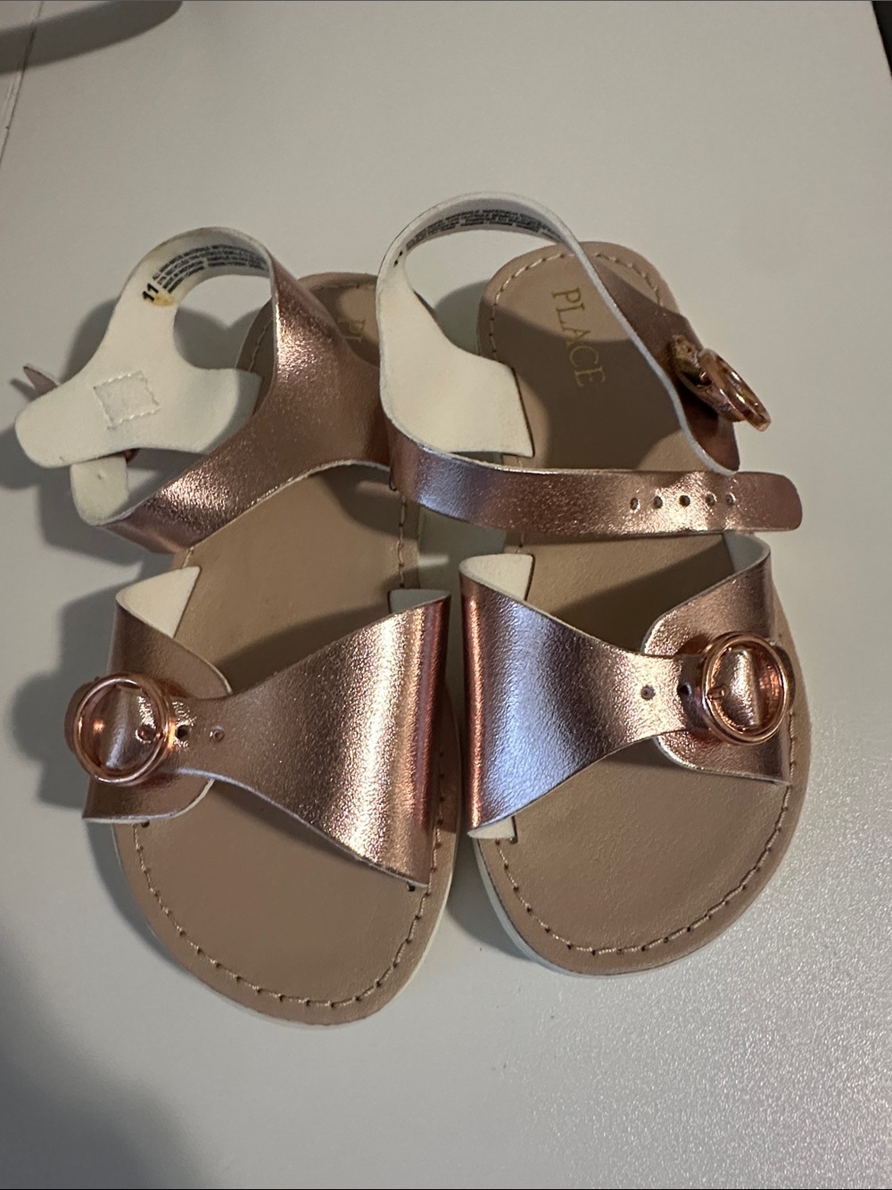 Place Girls Metallic Rose Gold Buckle Sandals